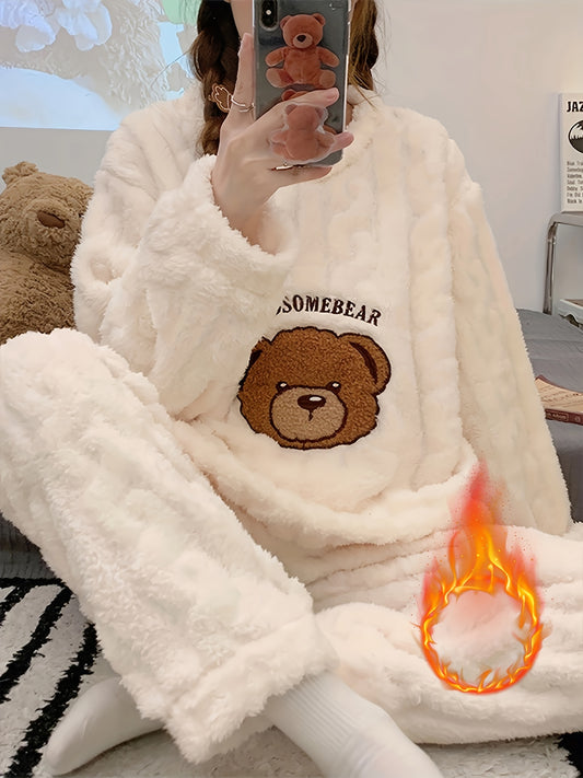 Thick Warm Pajama Set - Jacquard Bear Flannel