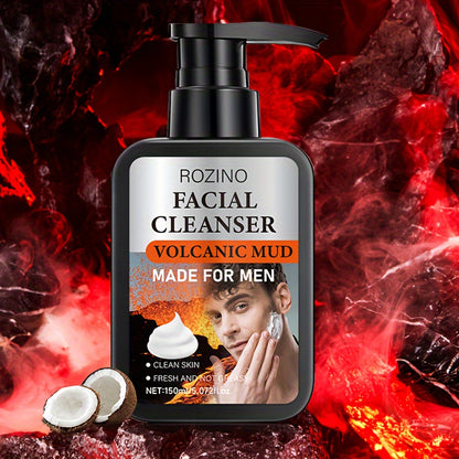 ROZINO Men's Volcanic Mud Cleanser - Oil Control Deep Cleansing