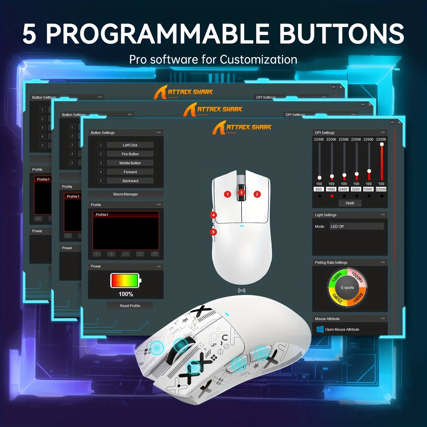 ATTACK SHARK X11 Gaming Mouse - Magnetic Charging Dock Multi-Platform