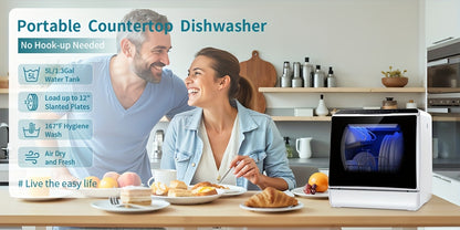 Airmsen Independent Countertop Dishwasher - 5+1 Programs 5L Tank