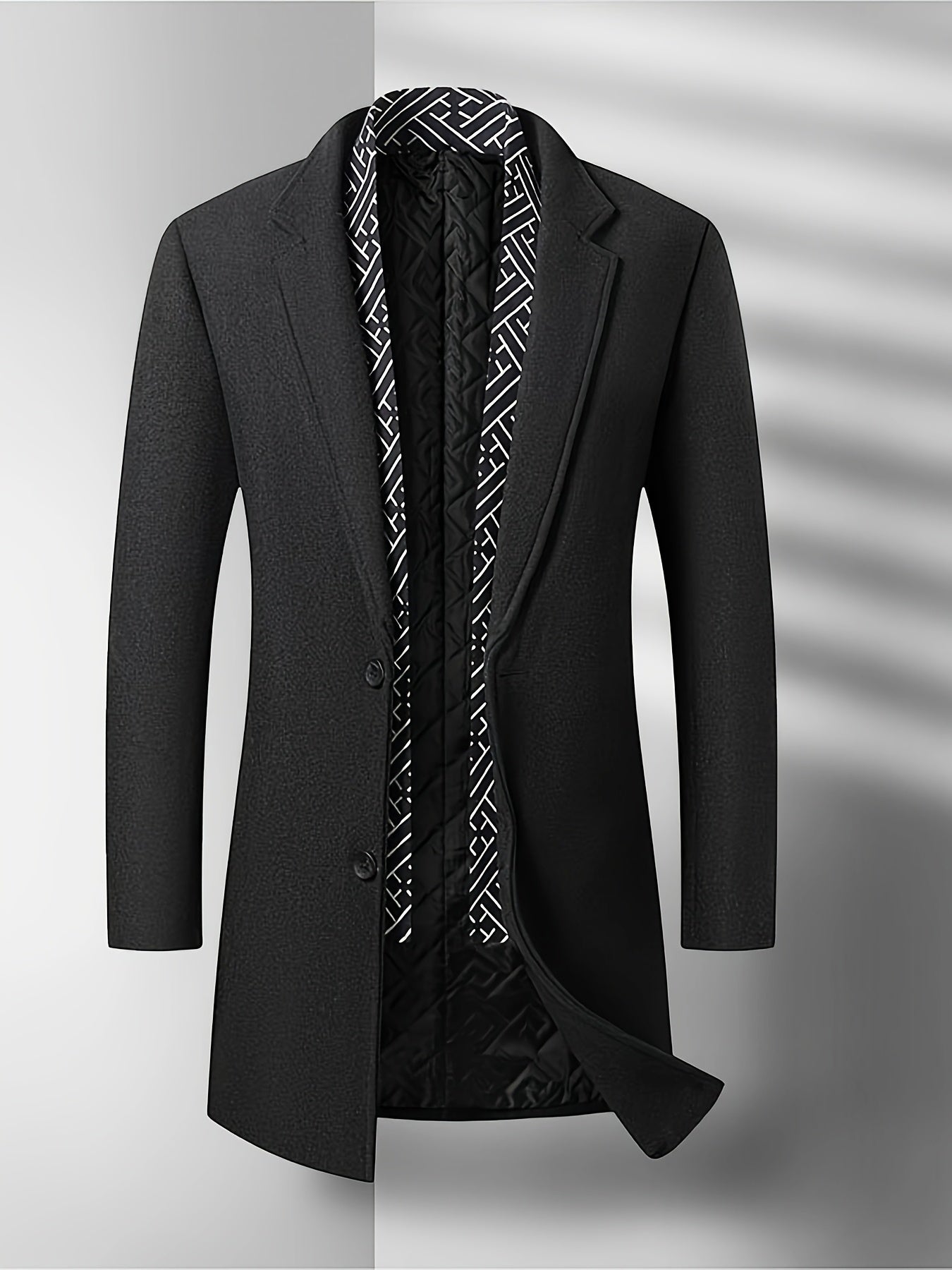 Men's Autumn Winter Thickened Tweed Jacket - Detachable Scarf