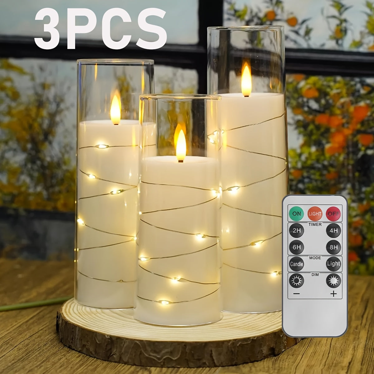 3pcs Flickering Flameless LED Candles – 3D Wick, Remote & Timer