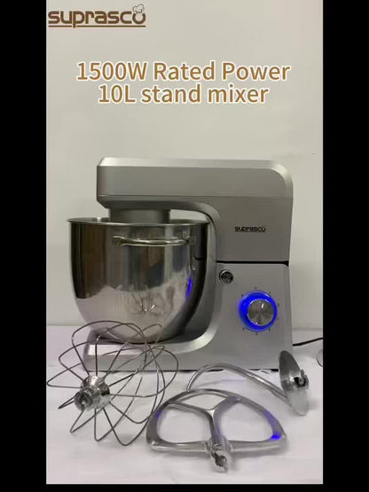SUPRASCO 10L Stand Mixer 1500W - Dough Hook Beater Whisk