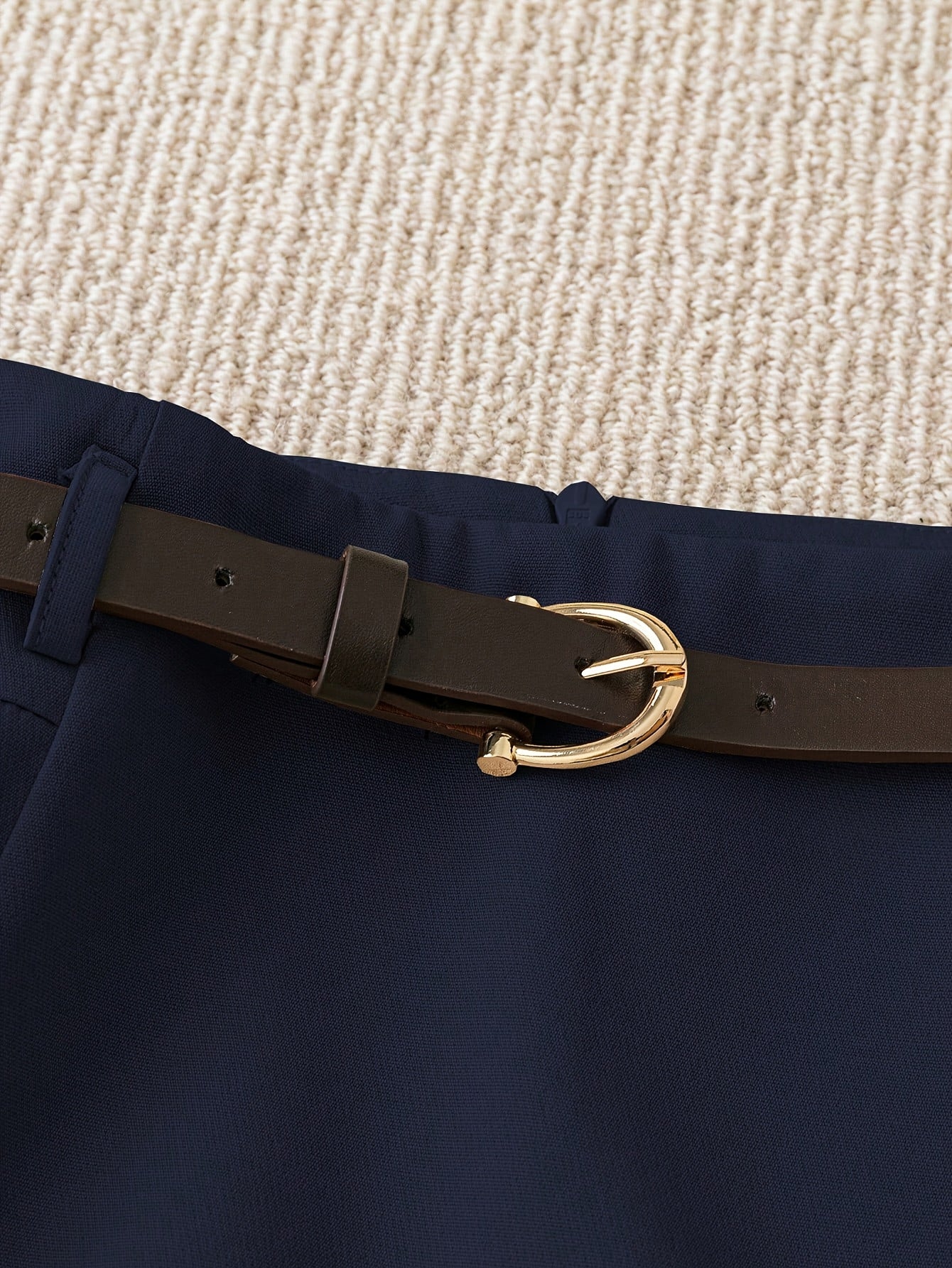 Women's Fashion Solid Color Shorts - Faux Pocket with Belt