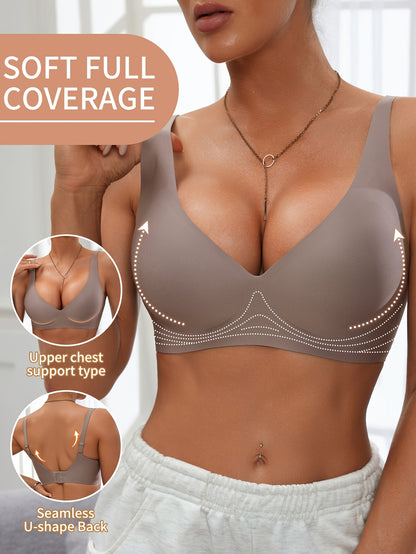 Full-Coverage Push-Up Bra - Wire-Free High Lift Non-Detachable Pad