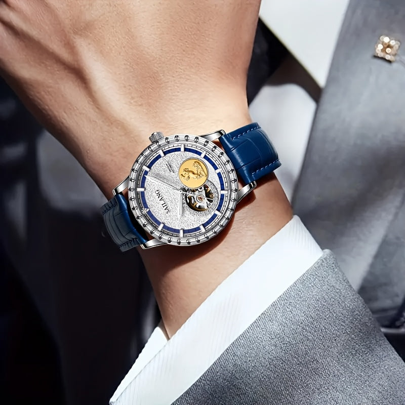 VerdeMontre Men's Luxury Automatic Mechanical Watch - Skeleton Dial World Time