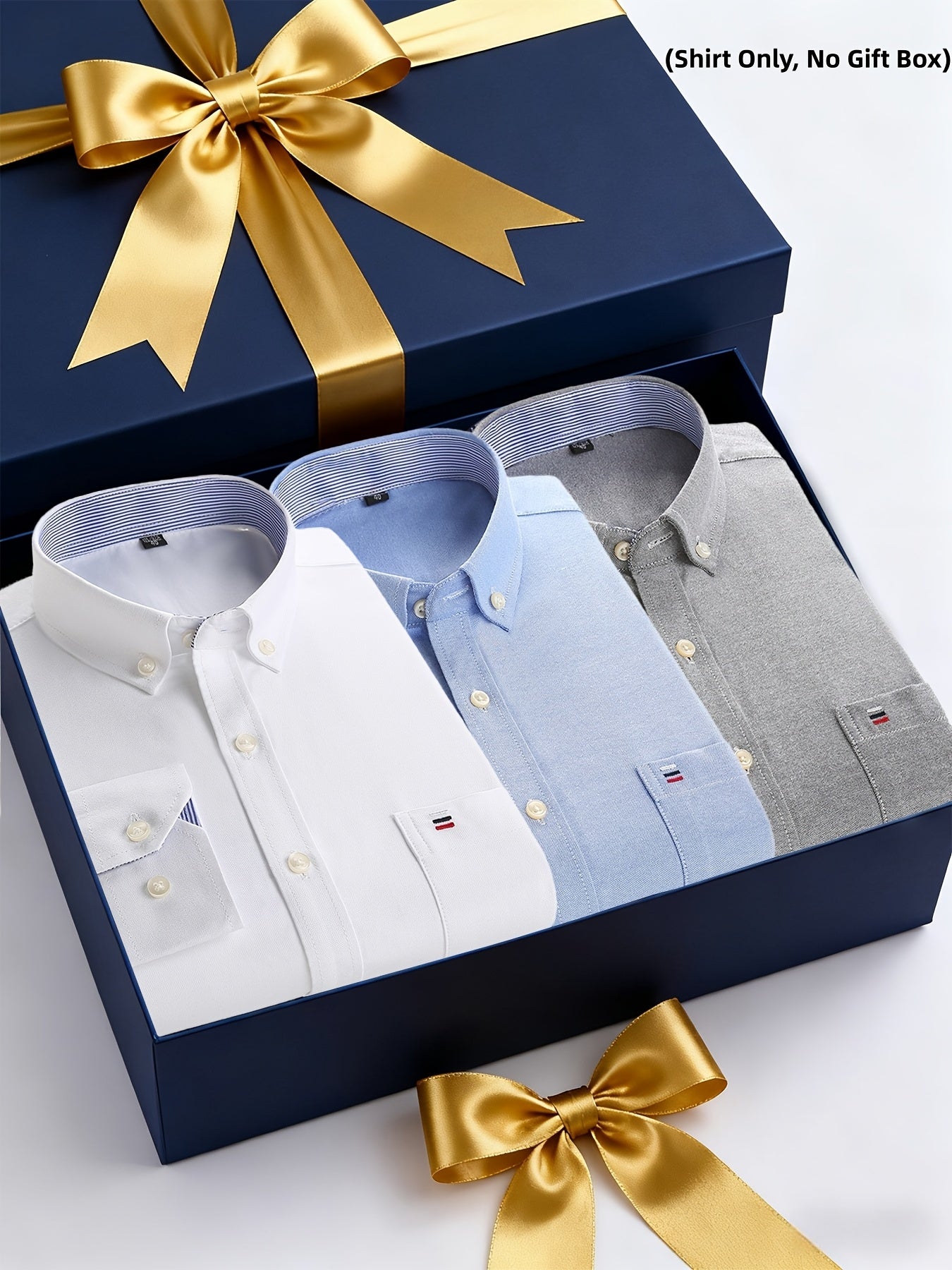 Men's 3-Pack Long Sleeve Oxford Shirts - Embroidered Chest Pockets