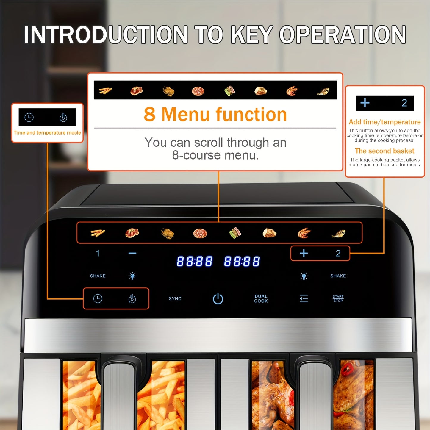 Kehot 9L Dual Door Air Fryer 2400W - 8-in-1 Smart Touchscreen