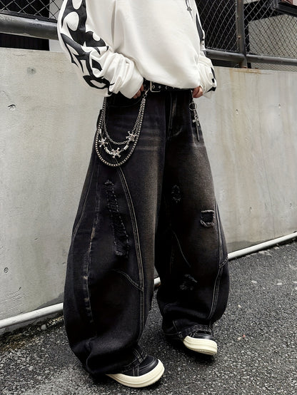 Men's Loose-Fit Y2K High-Street Jeans - Urban Streetwear