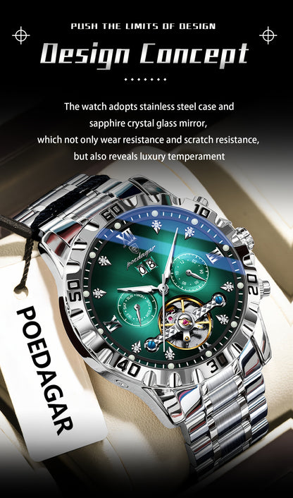 POEDAGAR Men's Luxury Business Watch - Automatic Waterproof