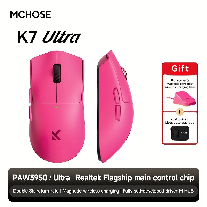 MCHOSE K7 Ultra Wireless Gaming Mouse - 8K 42000 DPI Magnetic Dock