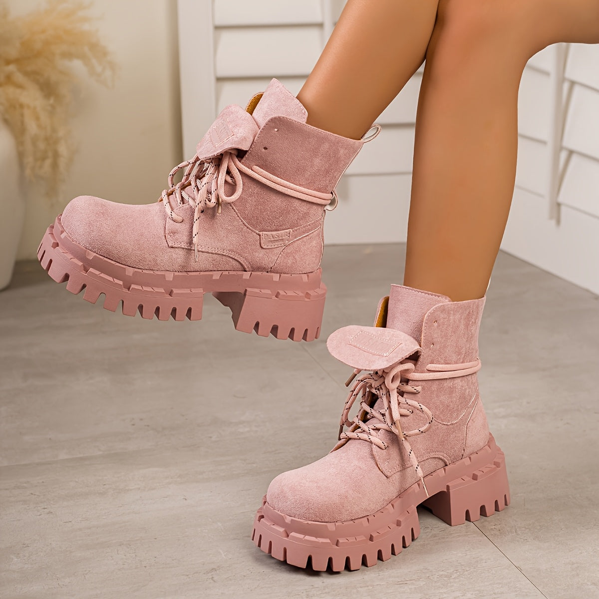 Women's Red Retro Chunky Platform Boots - Maroon Ankle