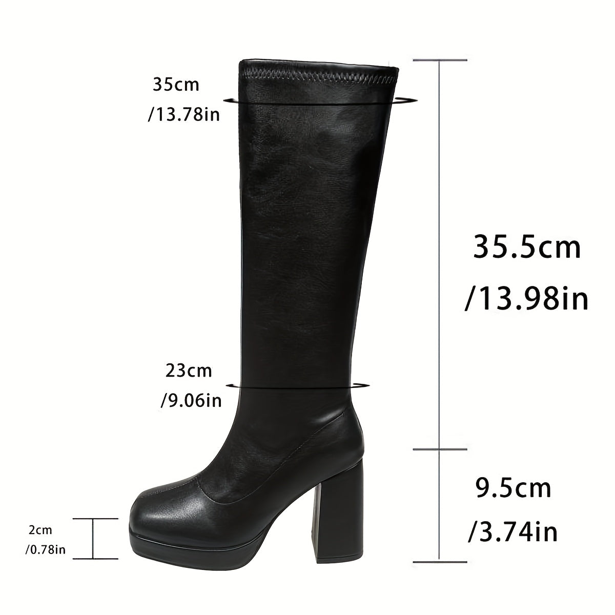 Women's Fashionable Knee-High Boots - Square Toe Block Heel