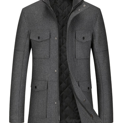 Men's Autumn/Winter Tweed Coat - Business Double-Breasted Wool