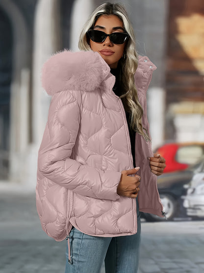 Women's Winter Puffer Jacket - Hooded Elegant Warm Coat