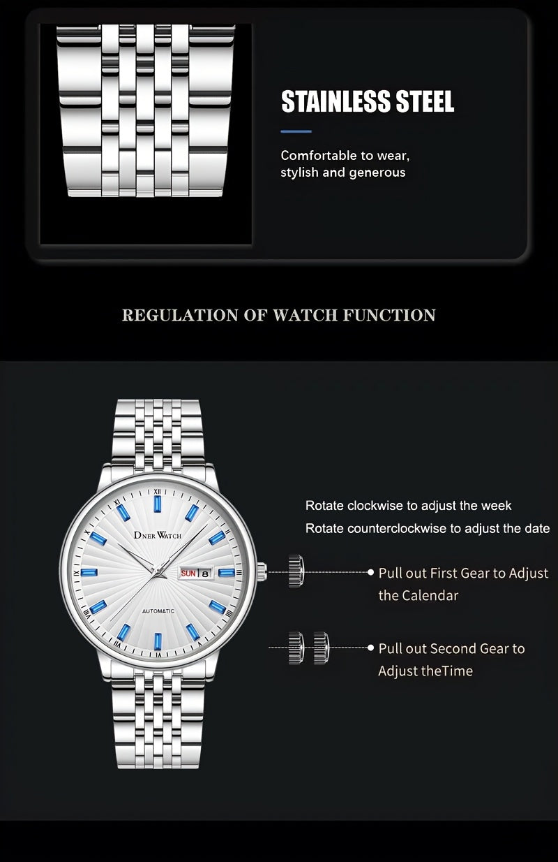 DNERWATCH Stainless Steel Mechanical Watch - Sapphire Crystal Automatic
