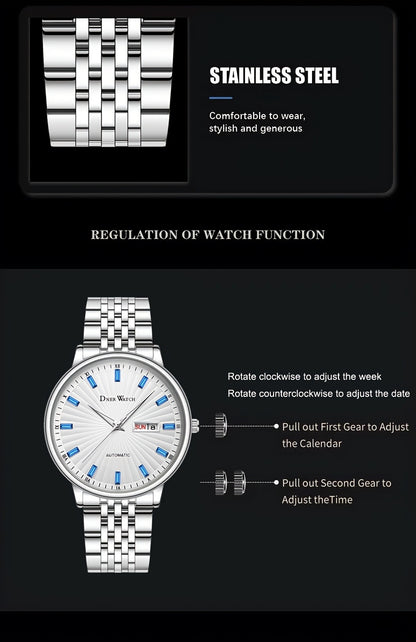 DNERWATCH Stainless Steel Mechanical Watch - Sapphire Crystal Automatic
