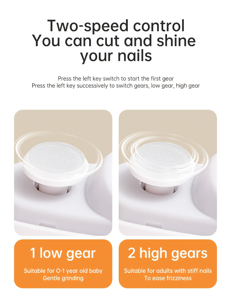 2-in-1 Electric Nail Clipper & Polisher - LED Light USB Charging