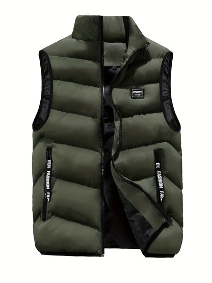 Men's Sleeveless Vest - Warm Zippered Stand Collar
