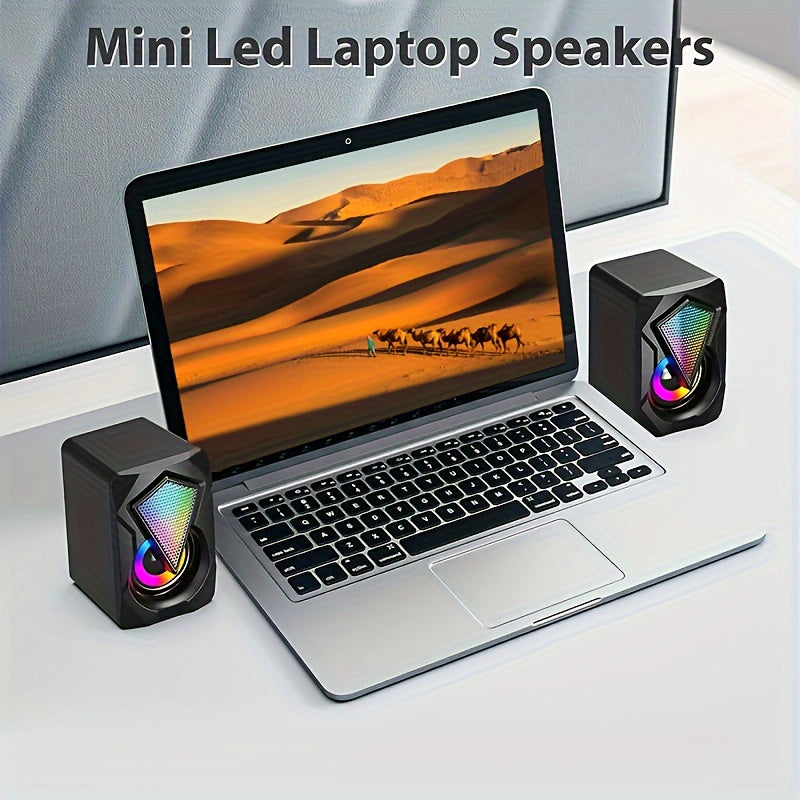 USB Desktop Speakers 2.0 - LED Lights with Volume Control