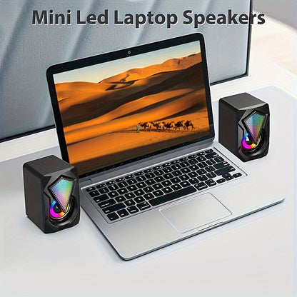 USB Desktop Speakers 2.0 - LED Lights with Volume Control