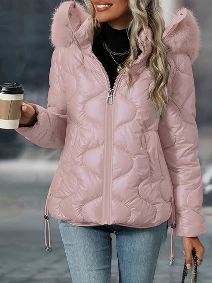 Women's Winter Puffer Jacket - Hooded Elegant Warm Coat