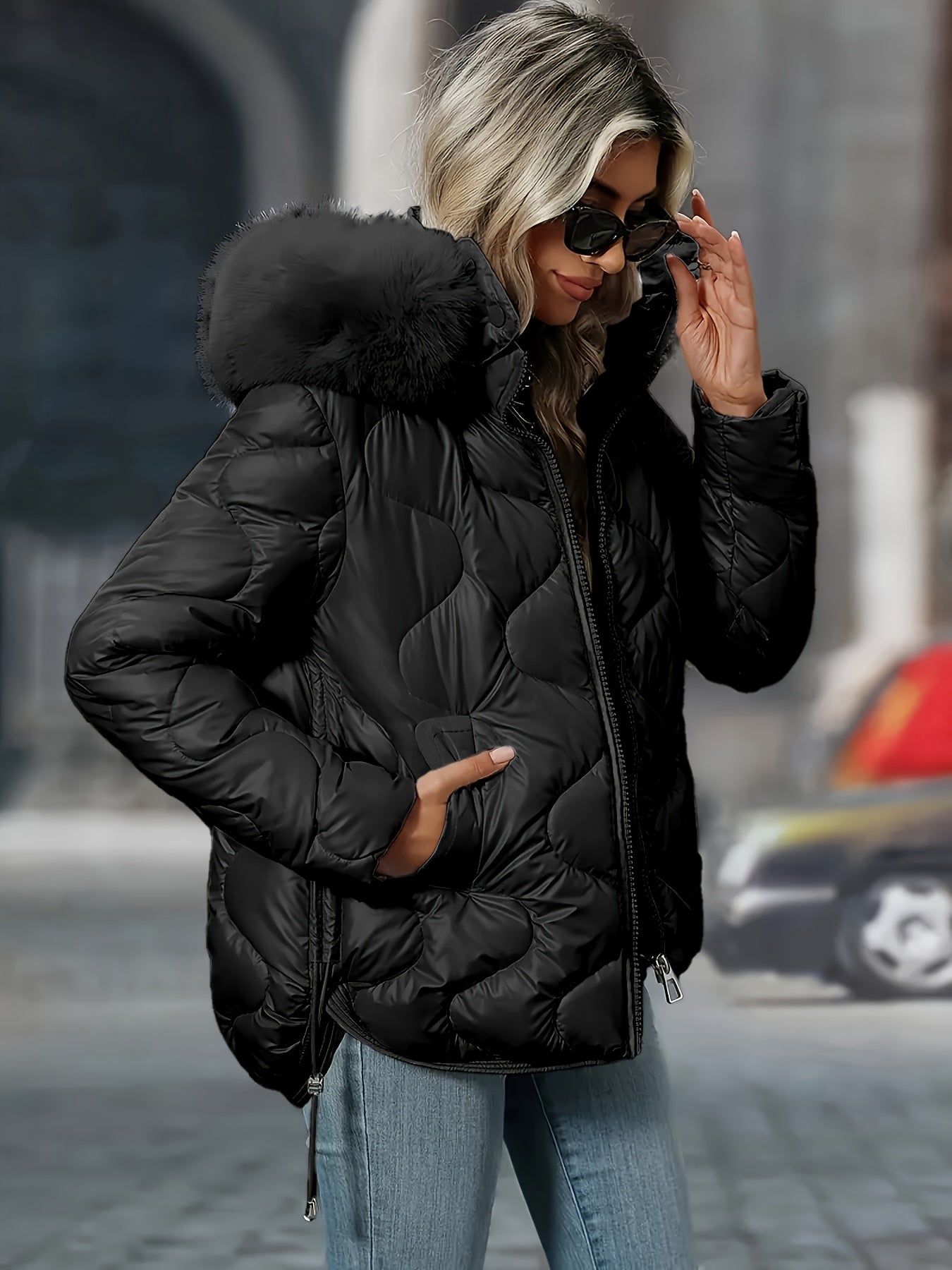 Women's Winter Puffer Jacket - Hooded Elegant Warm Coat