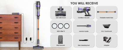 VORTISYS Cordless Vacuum Cleaner 500W - 1.3L Display Anti-Tangle