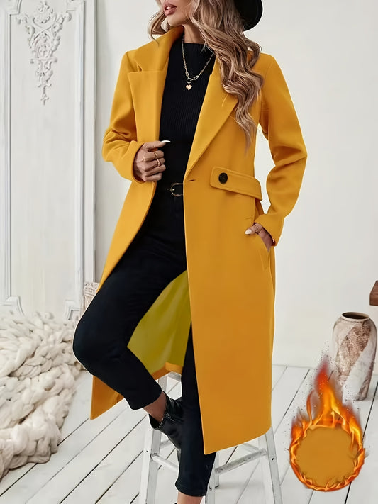 Women's Suit Collar Two-Tone Belted Long Coat - Elegant H-Line