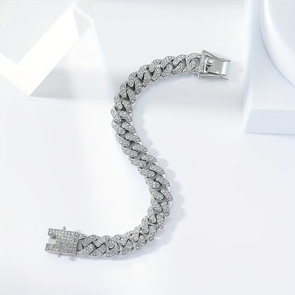 Luxurious Rhinestone Cuban Link Bracelet Unisex