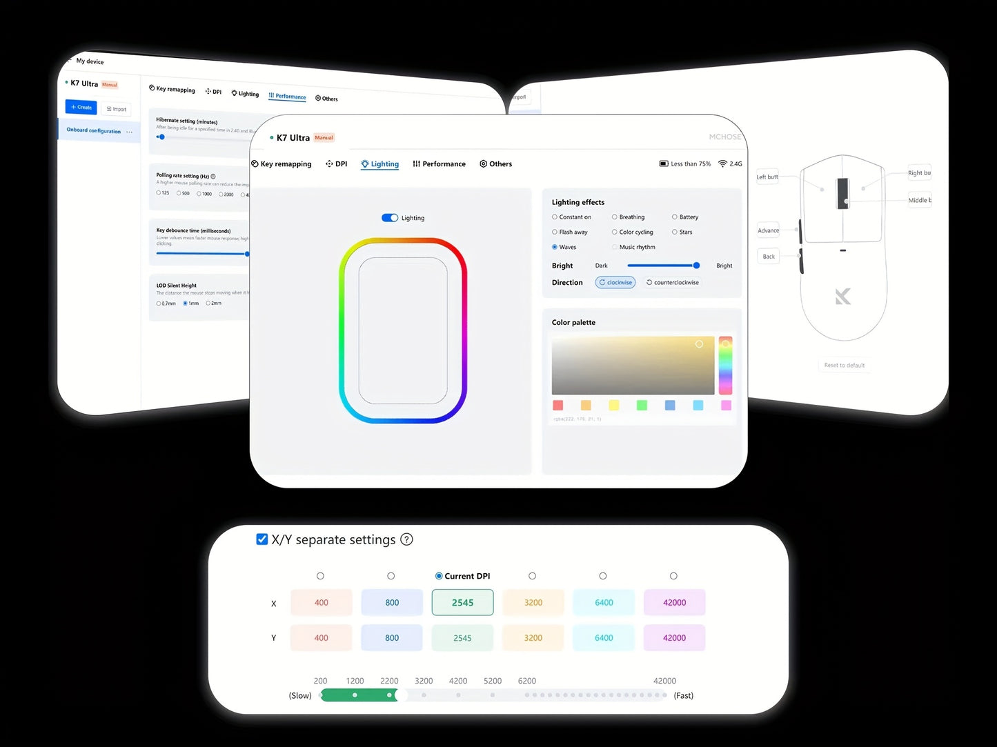 MCHOSE K7 Ultra Wireless Gaming Mouse - 8K 42000 DPI Magnetic Dock