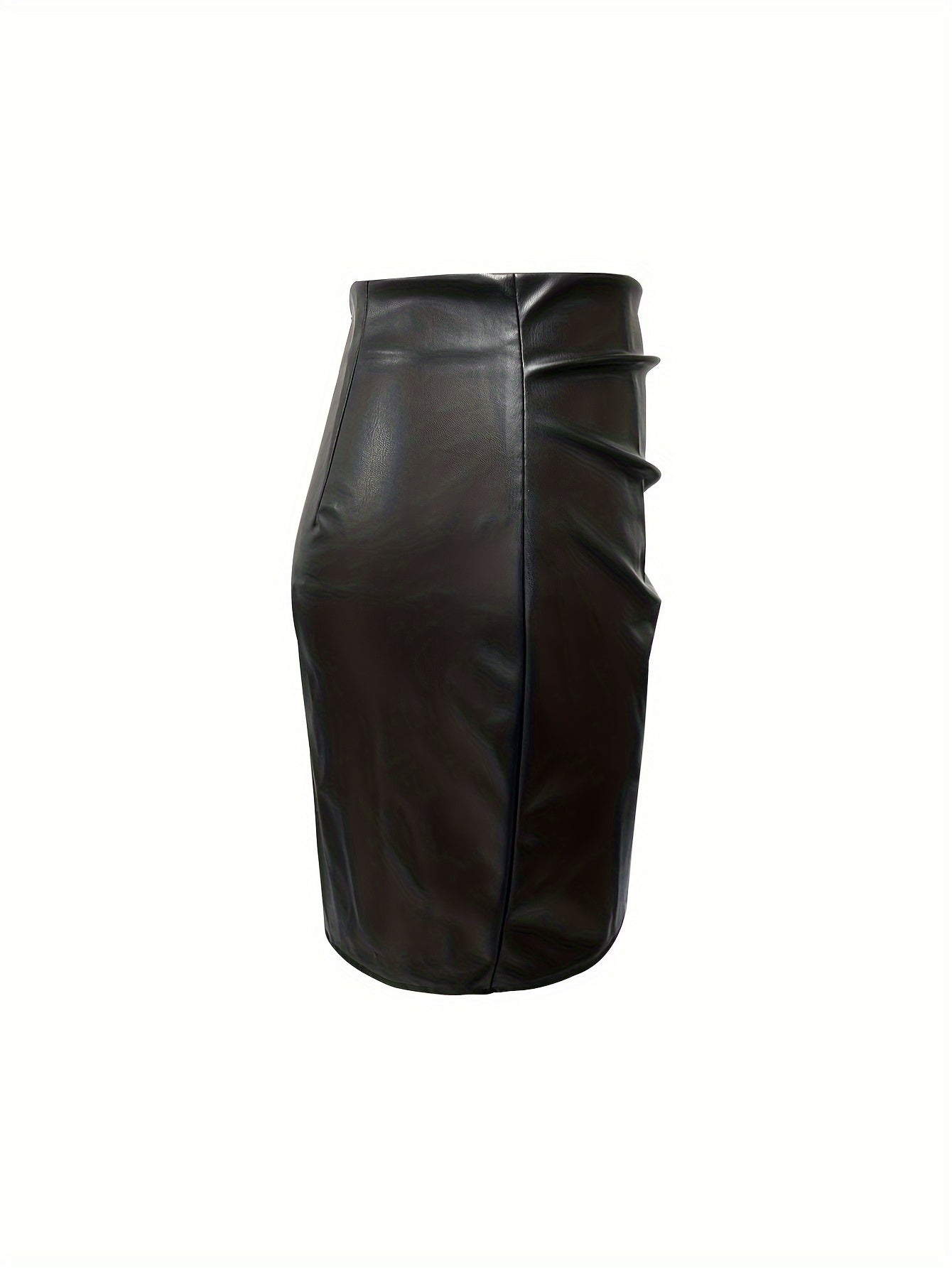 Women's Elegant PU Leather Skirt - Solid Color Half Skirt