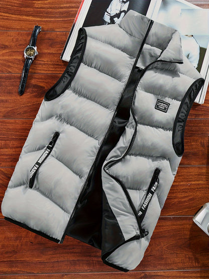 Men's Sleeveless Vest - Warm Zippered Stand Collar