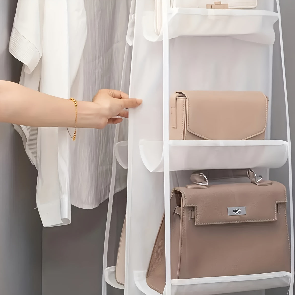 Multi Layer Hanging Bag Organizer - Space Saving Wardrobe