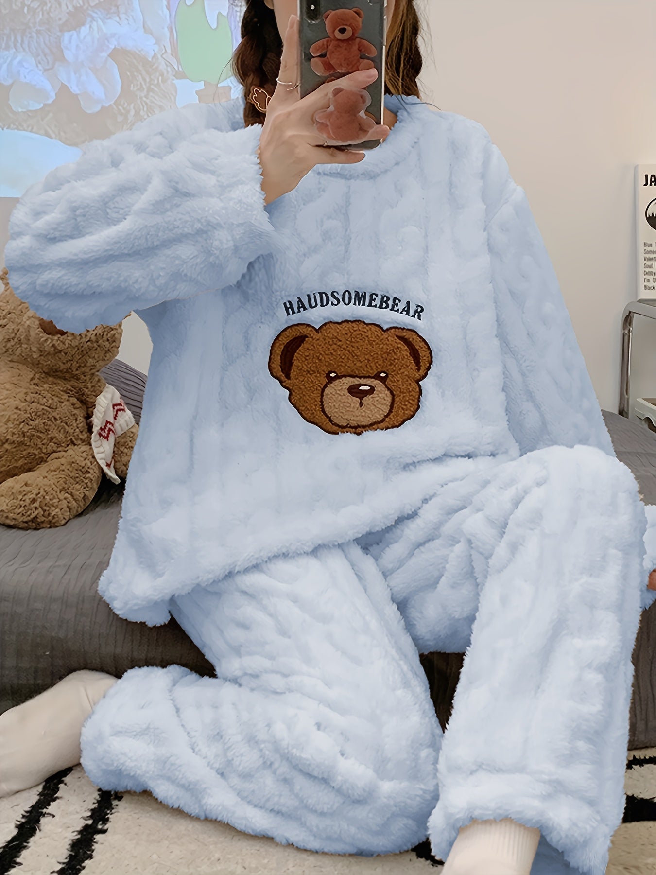Thick Warm Pajama Set - Jacquard Bear Flannel