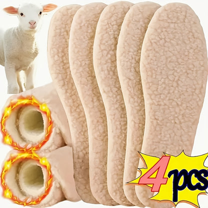 4pcs Winter Alpaca Wool Insoles - Warm Plush Thickening Unisex