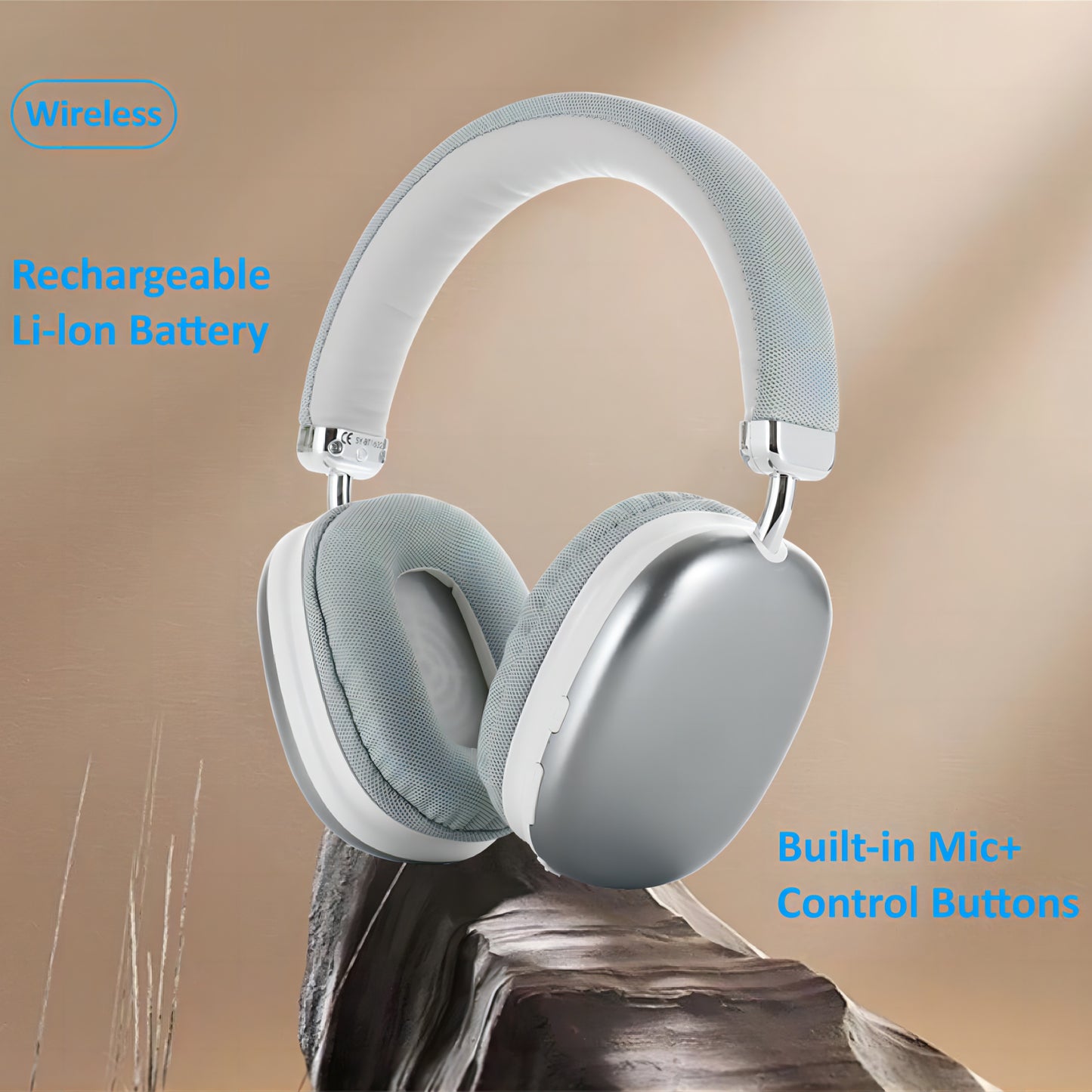 Wireless Headphones - Lightweight Foldable with Built-In Mic