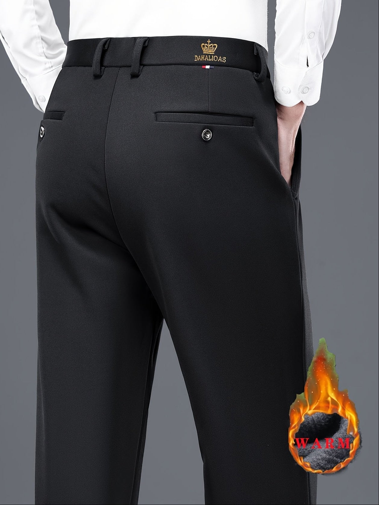 Men's Thickened Winter Dress Pants - Light Business Formal