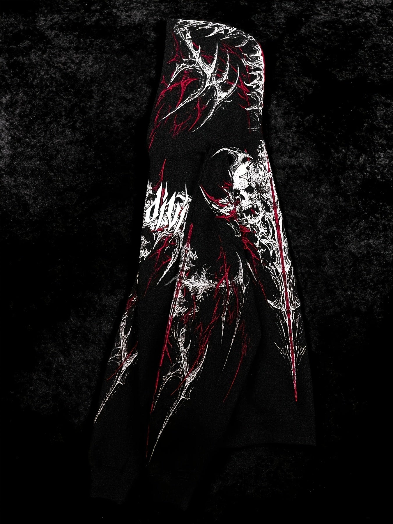 Men's Gothic Letter Print Zip Hoodie - Full-Zip with Pockets