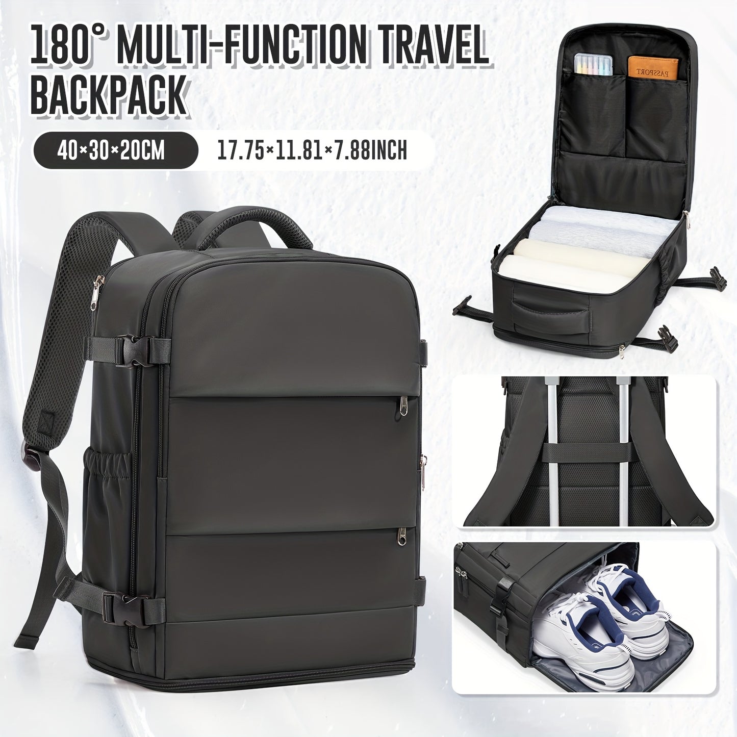 Lightweight Travel Backpack 40x30x20cm - Airline Approved Carry-On