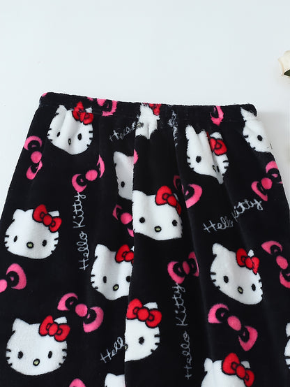 Hello Kitty Women's Flannel Sleep Pants - Thick Warm Winter