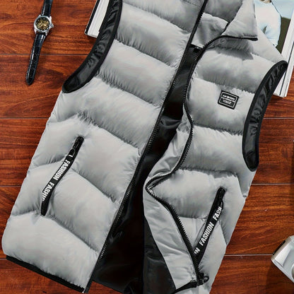 Men's Sleeveless Vest - Warm Zippered Stand Collar