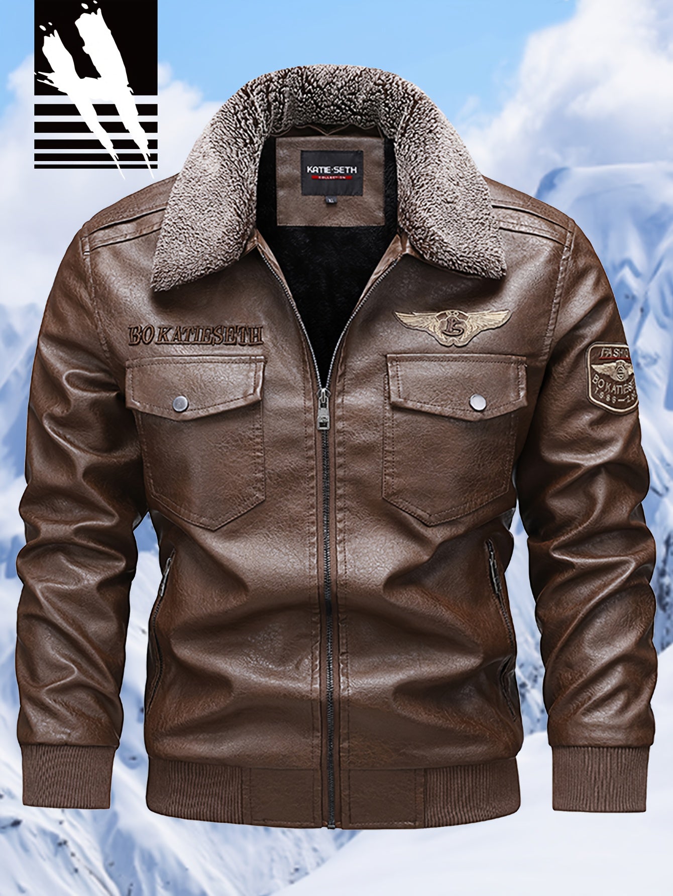 Men's Slim-Fit Fleece-Lined Biker Jacket
