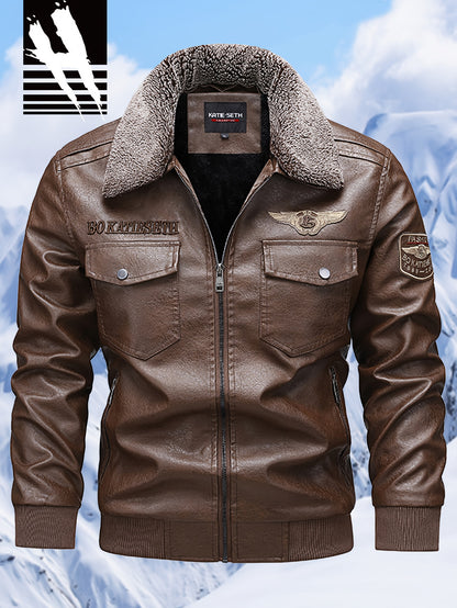 Men's Slim-Fit Fleece-Lined Biker Jacket