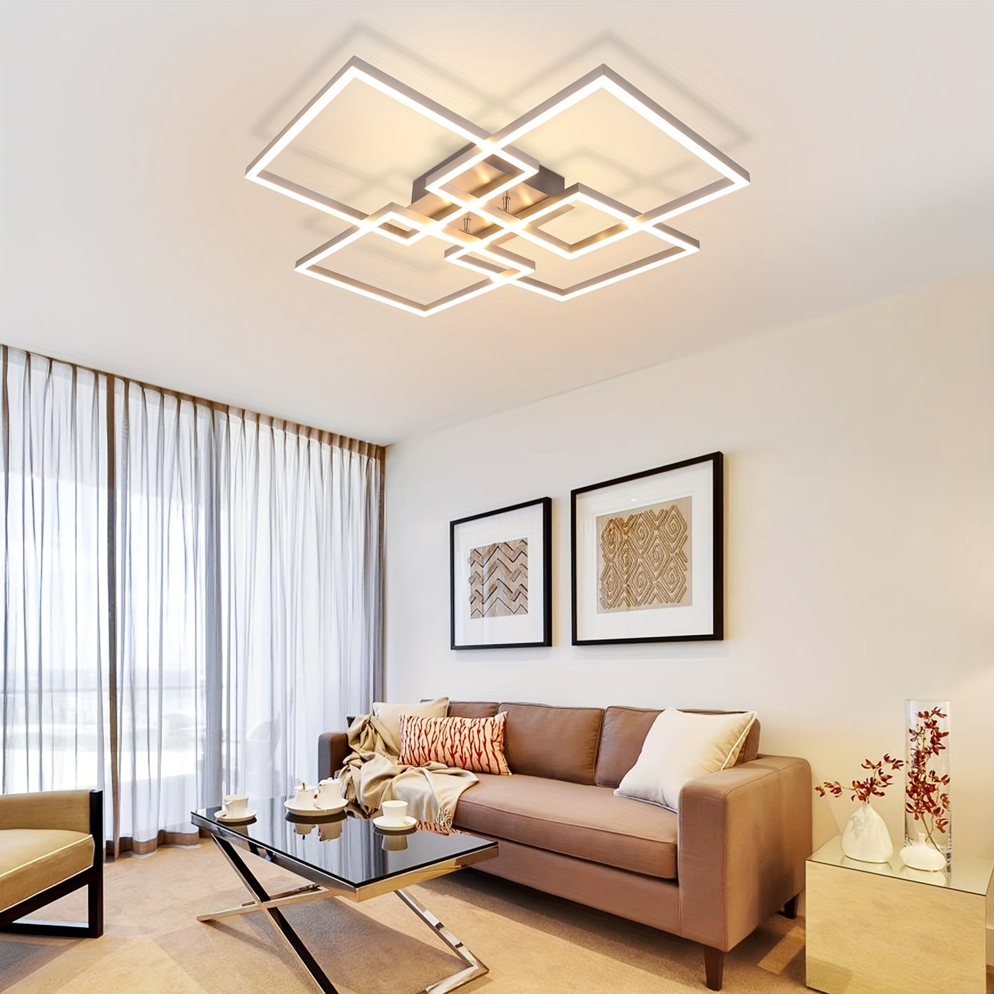 GBLY Elegant Square LED Ceiling Light 48W - Dimmable Remote 3000K-6500K