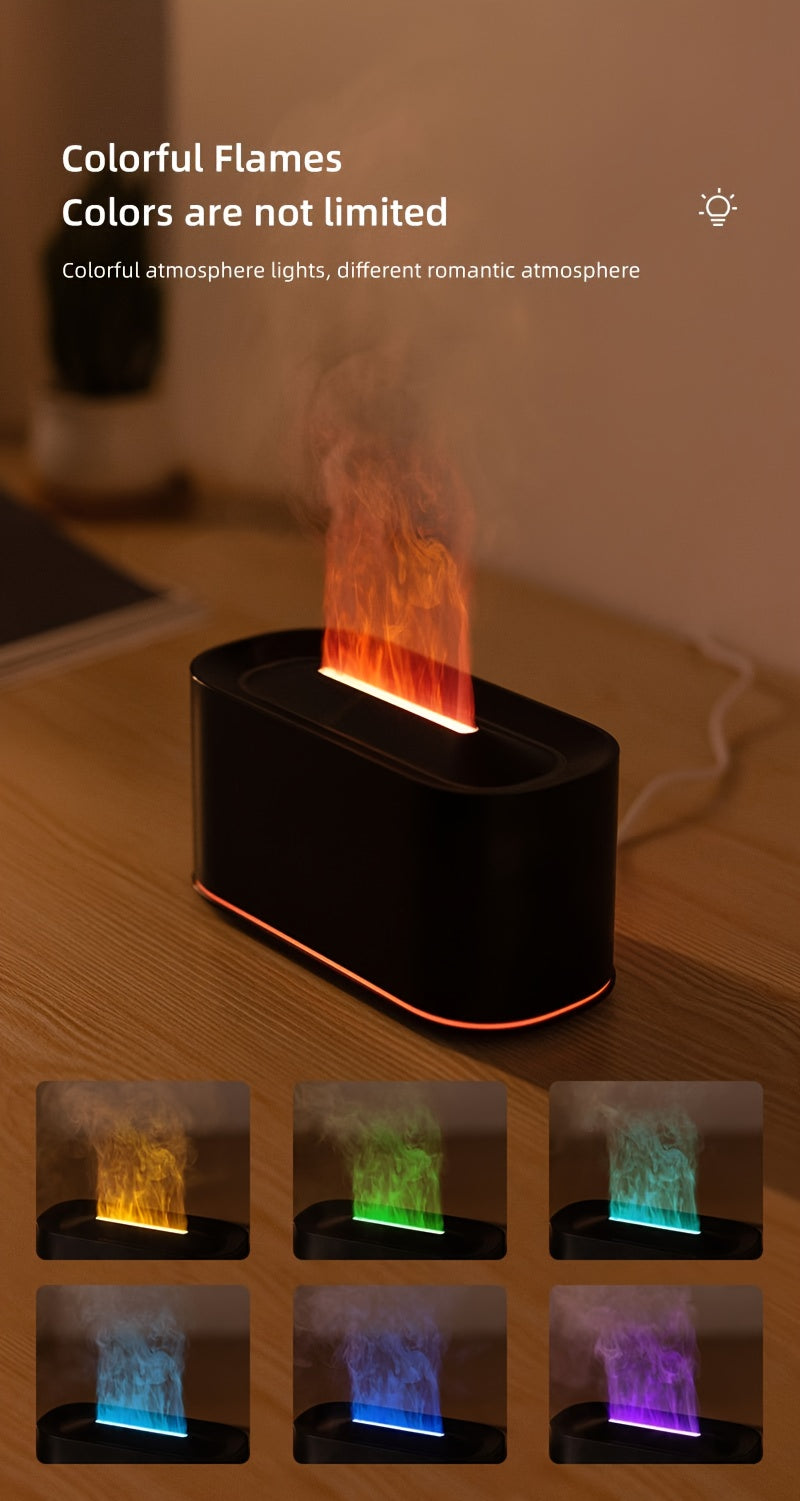 USB Flame Aroma Diffuser - Essential Oil Humidifier with Nightlight