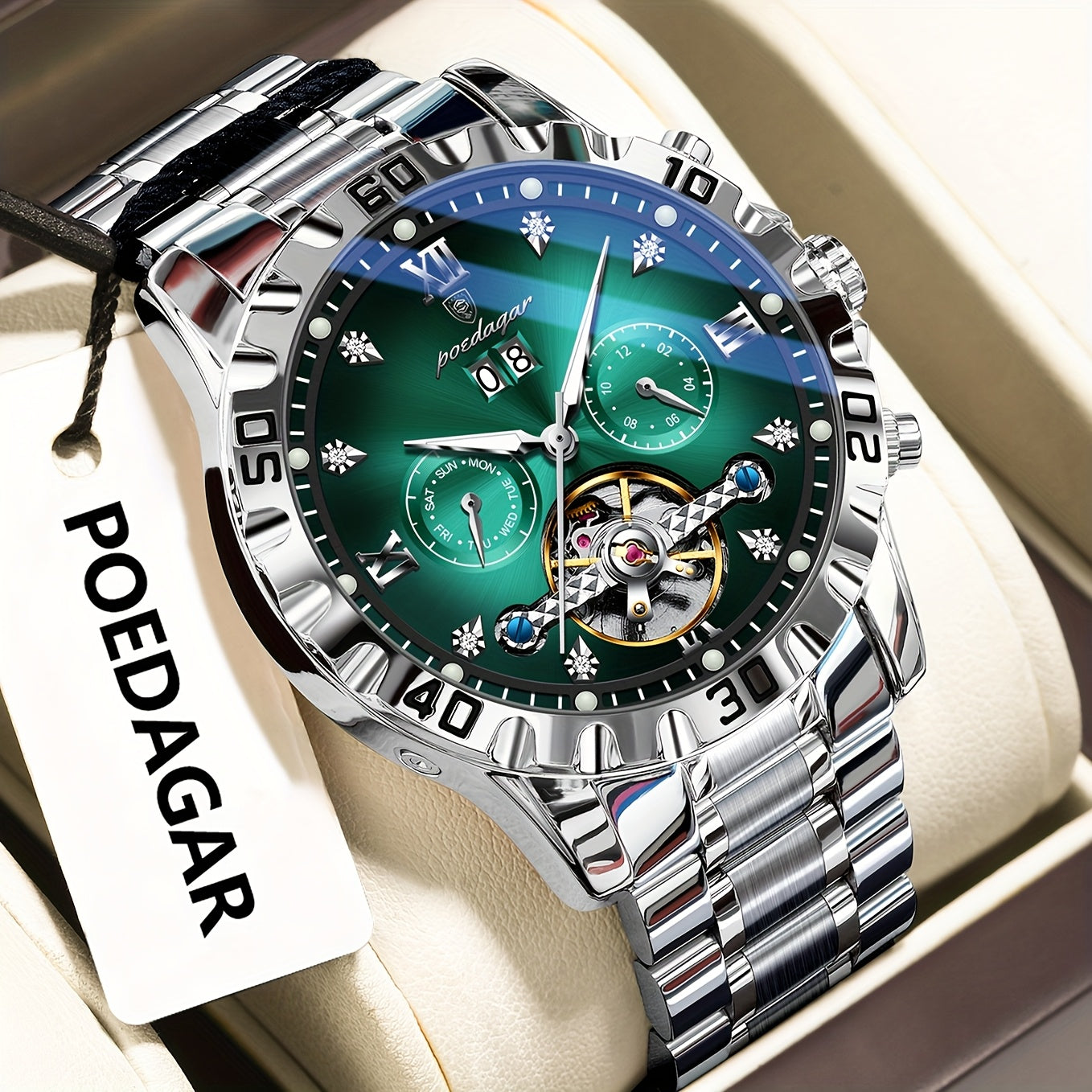 POEDAGAR Men's Luxury Business Watch - Automatic Waterproof
