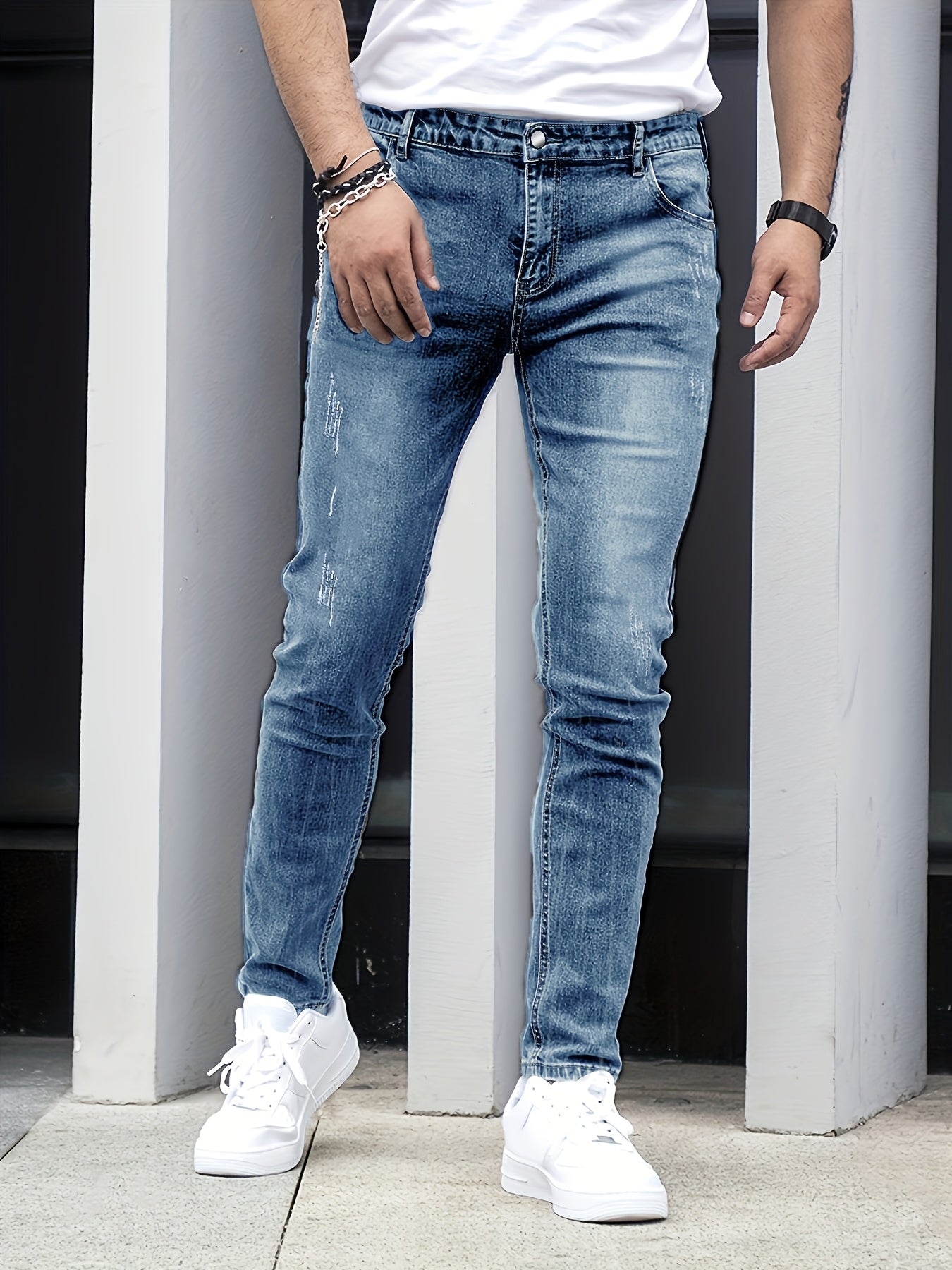 Men's Slim-Fit Stretch Denim - Button-Fly Skinny Jeans