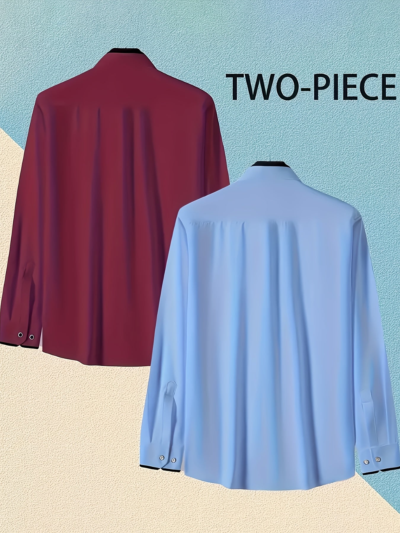 1+1 Men's Double Lapel Long Sleeve Shirt - Fashion Business Casual