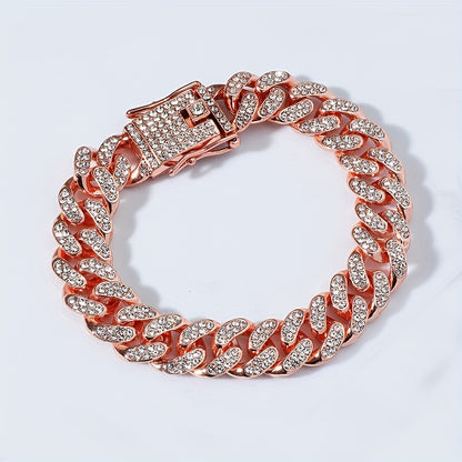 Luxurious Rhinestone Cuban Link Bracelet Unisex